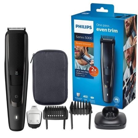 CORTABARBA PHILIPS BEARDTRIMMER SERIES 5000 BT5515/15 - CUCHILLAS METALICAS - 40 POSICIONES LARGO - USO CON/SIN CABLE - INCLUYE