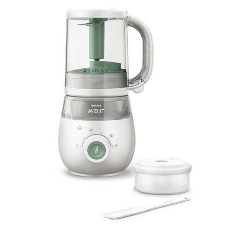 ROBOT DE COMIDA INFANTIL 4 EN 1 PHILIPS SCF885 - VAPOR / BATIR / DESCONGELAR / RECALENTAR - ESPATULA - LIBRO RECETAS - RECIPIENT | Productos para bebe