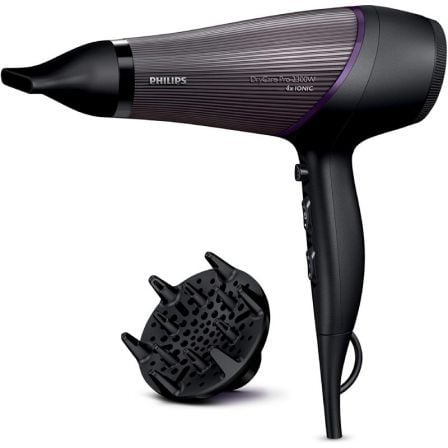 SECADOR DE PELO PHILIPS DRYCARE PRO - 2300W - FUNCION AIRE FRIO - IONIZADOR - INCLUYE DIFUSOR Y BOQUILLA 7MM - ANILLO PARA COLGA