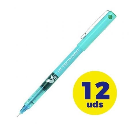 CAJA DE BOLIGRAFOS DE TINTA LIQUIDA PILOT ROLLER V5/ 12 UNIDADES/ AZUL CLARO