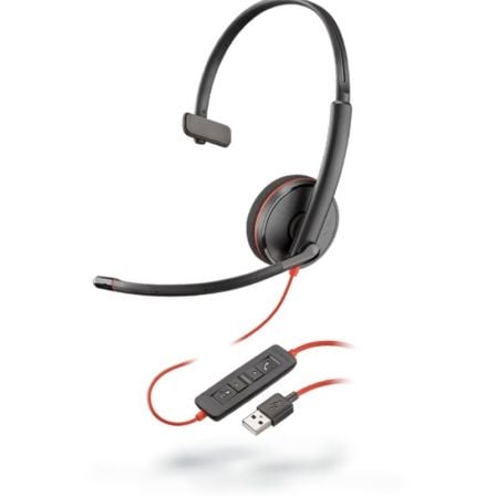 AURICULARES PLANTRONICS BLACKWIRE C3210 A - MONOAURAL - MICROFONO CON CANCELACION DE RUIDO - CONTROL REMOTO EN CABLE - USB