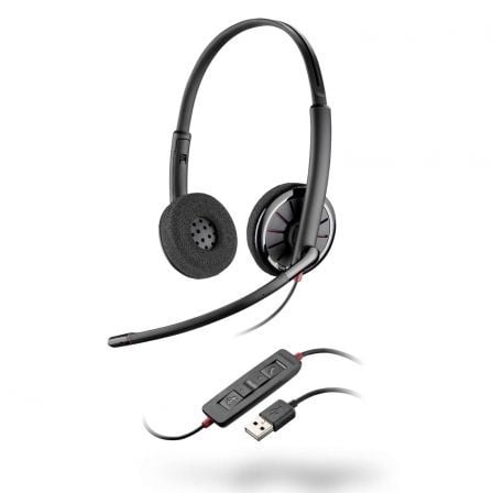 AURICULARES PLANTRONICS BLACKWIRE 320-M - BIAURAL -  MICROFONO CON ANULACION DE RUIDO - ECUALIZADOR DINAMICO - CONTROLES EN LINE