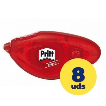 CAJA DE PEGAMENTO EN CINTA PRITT ROLLER PERMANENTE/ 8.4MM X 10M/ 8 UNIDADES