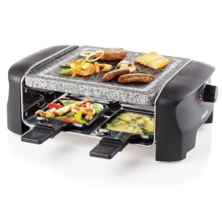 RACLETTE PRINCESS 162810 STONE GRILL PARTY - 600W - INCLUYE PARRILA DE PIEDRA 21*21CM - TERMOSTATO REGULABLE - 4 SARTENES - BASE