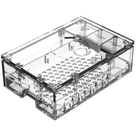 CAJA TRANSPARENTE PARA RASPBERRY PI 4 MODELO B - PLASTICO ABS - BASE VENTILADA PARA REFRIGERACION PASIVA - ACCESO COMPLETO A TOD