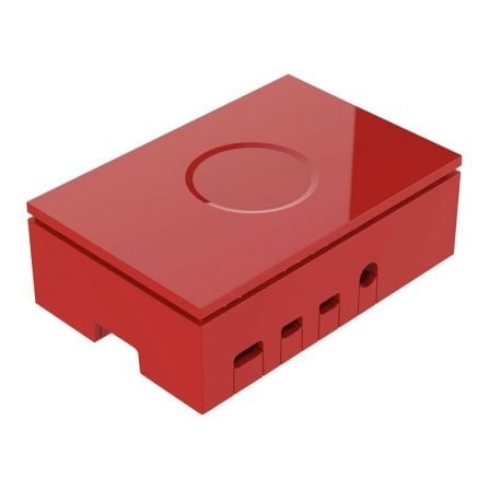 CAJA ROJA PARA RASPBERRY PI 4 MODELO B - PLASTICO ABS - BASE VENTILADA PARA REFRIGERACION PASIVA - ACCESO COMPLETO A TODOS LOS P