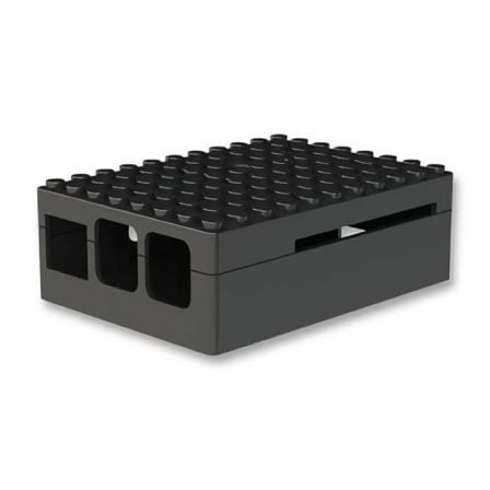 CAJA NEGRA PARA RASPBERRY PI MODELOS B+ / 2B / 3B - PLASTICO ABS - ORIFICIOS PARA OBJETIVO DE CAMARA Y FLASH INCLUIDOS - ACABADO