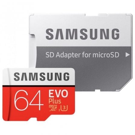 TARJETA MICROSD XC + ADAPTADOR SAMSUNG EVO PLUS - 64GB - CLASE 10 - 100MB/S