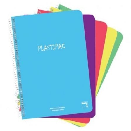 CUADERNOS CON ESPIRAL LISO SAM PLASTIPAC 16567/ 80 HOJAS/ 5 UNIDADES/ COLORES SURTIDOS | Espiral