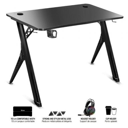 MESA GAMING SPIRIT OF GAMER HEADQUARTER 200/ 113 X 60 X 75CM/ NEGRO