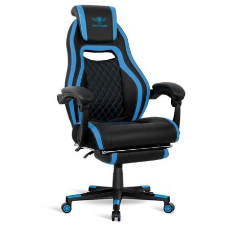 SILLA SPIRIT OF GAMER WILDCAT BLUE - MARCO MADERA - PISTON CLASE 3 - APOYABRAZOS ARTICULADOS - REPOSAPIES - 5 RUEDAS 360 - HASTA