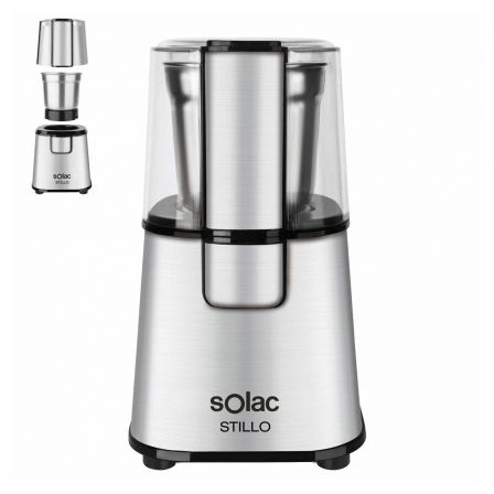 MOLINILLO DE CAFE SOLAC MC6251 - 220W - ACERO INOX - DESMONTABLE - CAPACIDAD HASTA 60 GRAMOS - PULSADOR