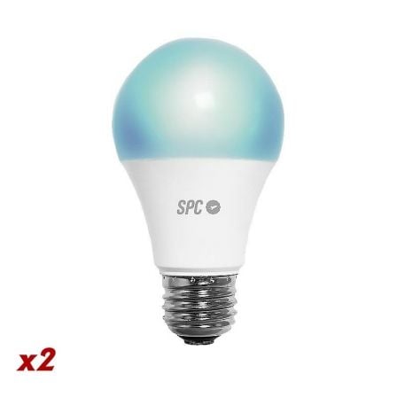 PACK 2 BOMBILLAS INTELIGENTES SPC SIRIUS 1050 - BLANCA+COLOR - 10W (EQUIVALENTE 75W) - E27 - D70 - APP SPC IOT