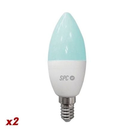 PACK 2 BOMBILLAS INTELIGENTES SPC SIRIUS 350 - BLANCA+COLOR - 4.5W (EQUIVALENTE 25W) - E14 - D37 - APP SPC IOT