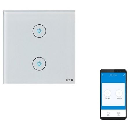 DOBLE INTERRUPTOR INTELIGENTE SPC HEMERA - WIFI 2.4 GHZ - POTENCIA MAXIMA 800W - APP SPC IOT