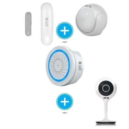 KIT DE SEGURIDAD SPC 6909K COMPUESTO POR SENSOR INTELIGENTE APERIO + SENSOR MOVIMIENTO KINESE - ALARMA WIFI SONUS + CAMARA SEGUR