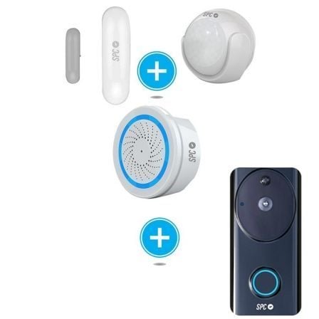 KIT DE SEGURIDAD SPC 6911K SENSOR INTELIGENTE APERIO + SENSOR MOVIMIENTO KINESE + ALARMA WIFI SONUS + VIDEO TIMBRE WIFI VISUM