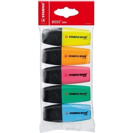 ESTUCHE 5 MARCADORES FLUORESCENTES STABILO BOSS MINI POP - COLORES SURTIDOS - ANCHO ESCRITURA 2-5 MM