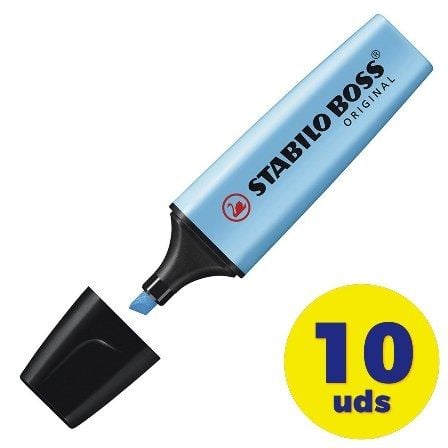 CAJA DE MARCADORES FLUORESCENTES STABILO BOSS ORIGINAL/ 10 UNIDADES/ AZULES