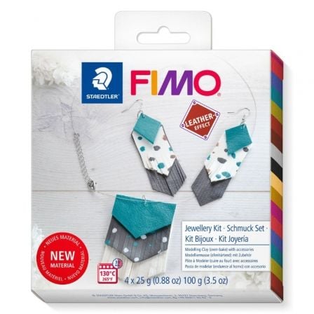 JUEGO PASTA DE MODELAR STAEDTLER FIMO JOYERIA/ 4 BLOQUES 25G / MARFIL/ NUEZ/ LAGUNA/ NEGRO