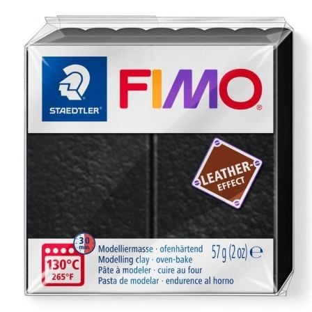 CAJA DE PASTA DE MODELAR DE ENDURECIMIENTO AL HORNO STAEDTLER FIMO LEATHER EFFECT/ 57G/ NEGRO 6 UNIDADES | Manualidades