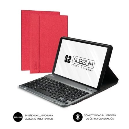 FUNDA CON TECLADO SUBBLIM KEYTAB PRO BLUETOOTH PARA TABLETS SAMSUNG GT A T510/515/ ROJA