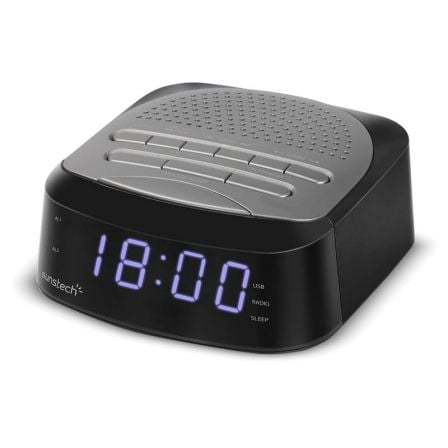 DESPERTADOR SUNSTECH FRD40BT - BT 4.0 - FM - 50 PRESINTONIAS - ALARMA DUAL - PANTALLA LED 2.28CM - USB - TOMA AURICULARES - RED/