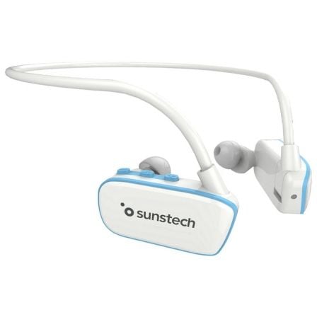 REPRODUCTOR MP3 SUNSTECH ARGOS WHITE BLUE 8GB - WATERPROOF SUMERGIBLE HASTA 3 METROS - BAT 200MAH - DISENO ERGONOMICO