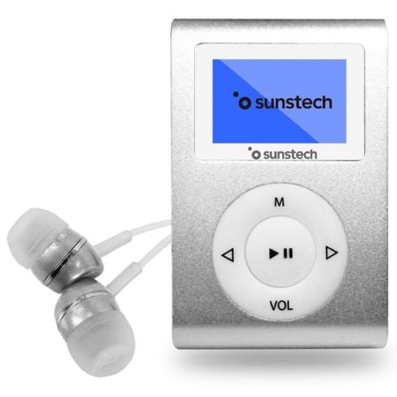 REPRODUCTOR MP3 SUNSTECH DEDALOIII 4GB SILVER - PANTALLA 2.79CM - FM 20 PRESINTONIAS - GRABADORA RADIO/VOZ - BATERIA - CLIP SUJE