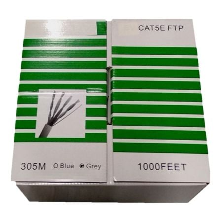 BOBINA CABLE FTP CAT 5E 305M SVEON SVBOB-005 - COBRE - CABLE DE CONEXION ETHERNET CON ALIVIO DE TENSION MOLDEADO