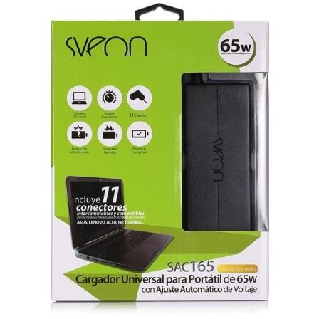 CARGADOR UNIVERSAL DE PORTATIL SVEON SAC165 - 65W - AUTOMATICO - 11 CONECTORES