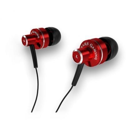 AURICULARES INTRAUDITIVOS MARS GAMING MIH1 - ULTRA GRAVES - MICROFONO INTEGRADO - CABLE 120CM - 3.5MM - ALUMINIO ROJO