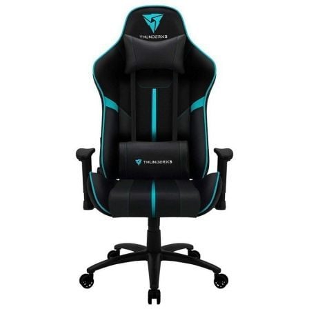 SILLA GAMER THUNDERX3 BC3BC NEGRA AZUL - RESPALDO AJUSTABLE 90-180 - DISENO CARBONO Y CUERO SINTETICO- SUPERFICIE TRANSPIRABLE -