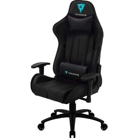 SILLA GAMER THUNDERX3 BC3BK NEGRA - RESPALDO AJUSTABLE 90-180 - DISENO CARBONO Y CUERO SINTETICO- SUPERFICIE TRANSPIRABLE - HAST