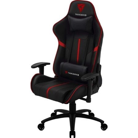 SILLA GAMER THUNDERX3 BC3BR ROJA - RESPALDO AJUSTABLE 90-180 - DISENO CARBONO Y CUERO SINTETICO- SUPERFICIE TRANSPIRABLE - HASTA