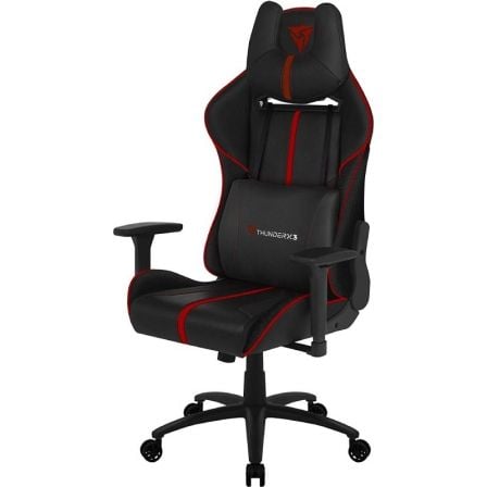 SILLA GAMER THUNDERX3 BC5BR ROJA - RESPALDO AJUSTABLE 90-180 - PATRON CARBONO-CUERO SINTETICO- 3 DIRECCIONALES APOYABRAZOS AJUST