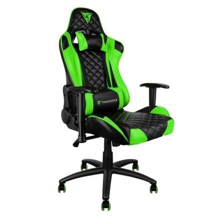 SILLA GAMER THUNDERX3 TGC12BG NEGRO/VERDE - COJINES CABEZA Y ESPALDA - RECLINA 180 - REPOSABRAZOS 2D - PISTON CLASE 4 - TAMANO S