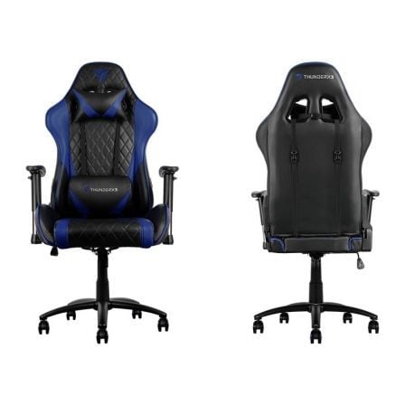 SILLA GAMER THUNDERX3 TGC15BB NEGRO/AZUL - COJINES CABEZA Y ESPALDA - RECLINA 180 - REPOSABRAZOS 2D - PISTON CLASE 4 - TAMANO SI