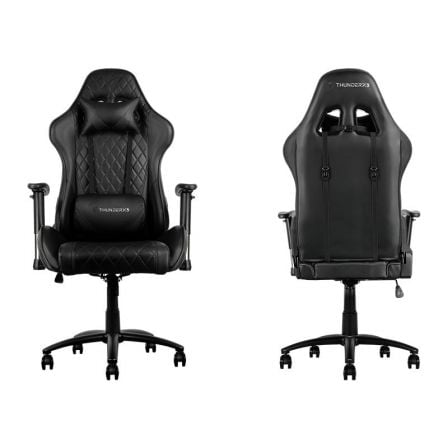 SILLA GAMER THUNDERX3 TGC15BK NEGRA - COJINES CABEZA Y ESPALDA - RECLINA 180 - REPOSABRAZOS 2D - PISTON CLASE 4 - TAMANO SILLA L