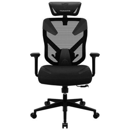 SILLA GAMER THUNDERX3 YAMA 3 NEGRA - MARCO DE METAL - REPOSABRAZOS/CABEZAL TRIDIRECCIONAL - PISTON CLASE 4 - MALLA TRANSPIRABLE