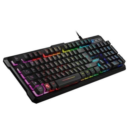 TECLADO MARS GAMING MK218ES - ILUMINACION RGB 9 EFECTOS - 12 TECLAS FUNCION - ILUMINACION REACTIVA AL SONIDO AMBIENTE - CABLE US