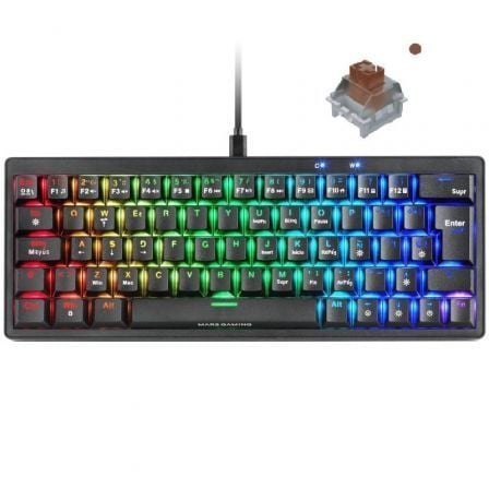 TECLADO GAMING MECANICO MARS GAMING MKMINIPRO/ SWITCH MARRON/ NEGRO