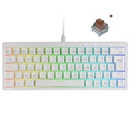 TECLADO GAMING MECANICO MARS GAMING MKMINIPRO/ SWITCH MARRON/ BLANCO