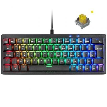 TECLADO GAMING MECANICO MARS GAMING MKMINIPRO/ SWITCH AMARILLO/ NEGRO | Gaming - teclados