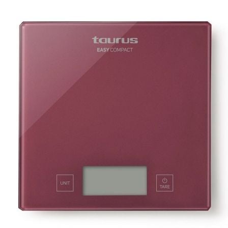 BASCULA DE COCINA TAURUS EASY COMPACT - HASTA 5KG - PRECISION 1G - FUNCION TARA - NUMEROS GRANDES - SUPERFICIE DE CRISTAL