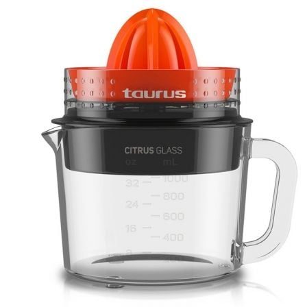 EXPRIMIDOR TAURUS CITRUS GLASS - 30W - ROTACION DOBLE SENTIDO - 1L - JARRA CRISTAL APTA LAVAVAJILLAS - 2 CONOS EXPRIMIDORES