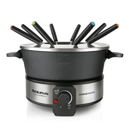 FONDUE TAURUS FF2 - 1000W - TERMOSTATO REGULABLE - CAPACIDAD 2L - 8 PINCHOS - ANTIADHERENTE - PIES ANTIDESLIZANTES