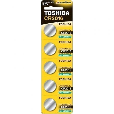 PACK DE 5 PILAS DE BOTON TOSHIBA CR2016/ 3V | Pilas de consumo