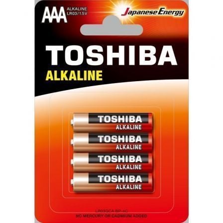 PACK DE 4 PILAS AAA TOSHIBA ALKALINE LR03/ 1.5V/ ALCALINAS | Pilas de consumo
