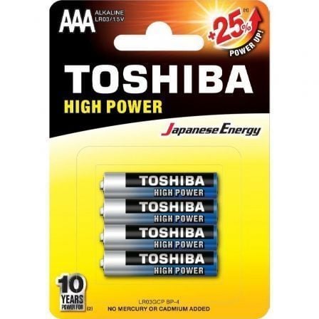 PACK DE 4 PILAS AAA TOSHIBA HIGH POWER LR03/ 1.5V/ ALCALINAS | Pilas de consumo